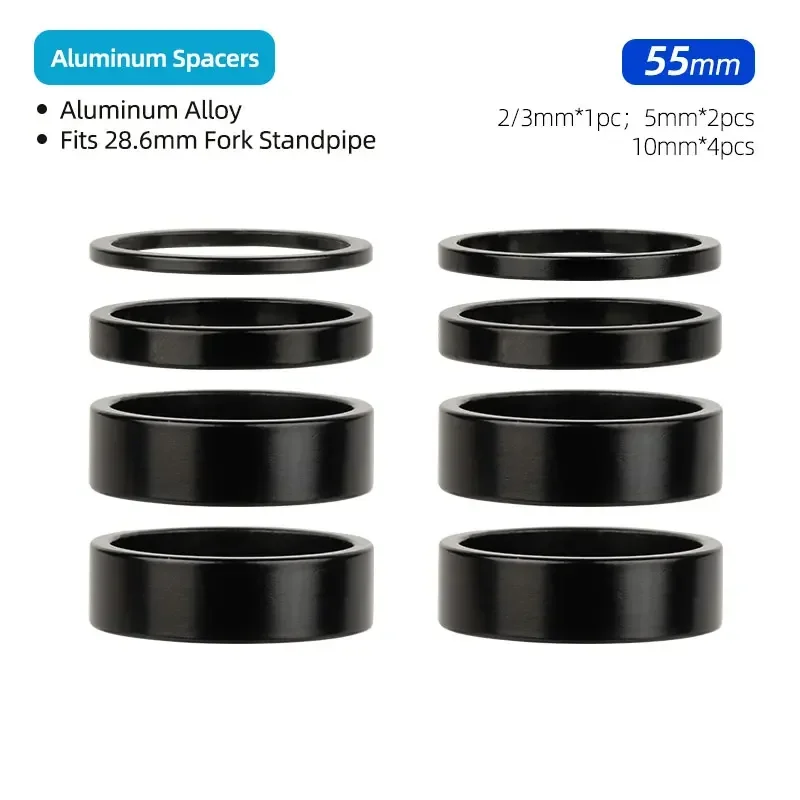 Aluminium-Abstandshalter 1-1/8 Zoll 28,6 mm Fahrrad-Vorderradgabel Standrohr Headset Vorbau Legierung Unterlegscheibe Multi-Size-Höhenlenker Rise-up-Einstellung