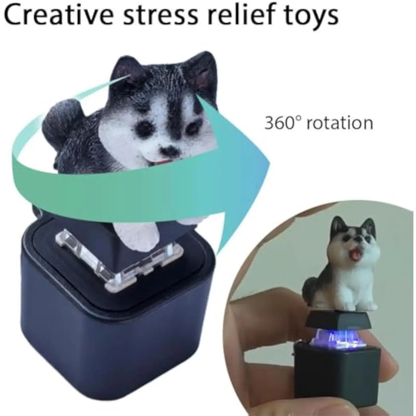 Tastiera da dito Fidget Toys Portatile Cat Dog Bark Suono Luci a LED Fidget Keyborad Pulsante Portachiavi calmante per le dita per bambini Adulti