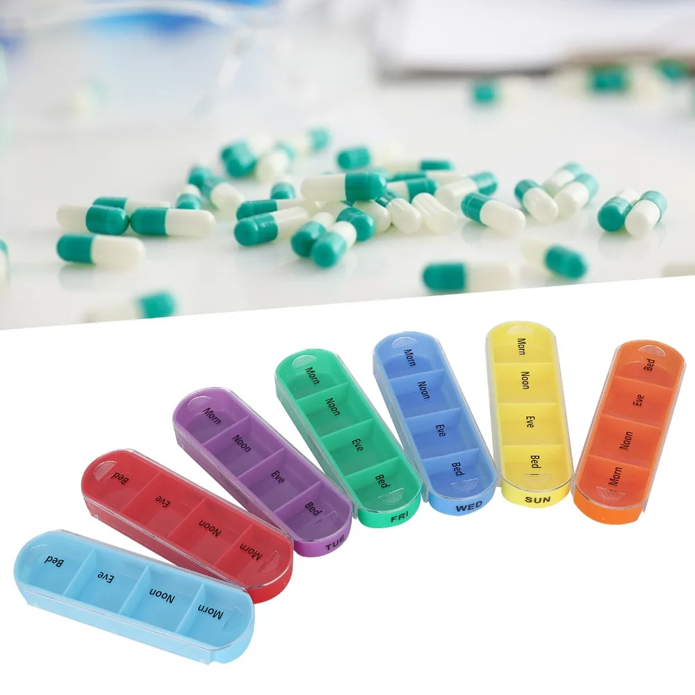 28 Grid Pill Organizer 7 Day Schedule Weekly Layout Pill Dispenser 4 Times A Day With Storage Bag Medicines Storage Box Home