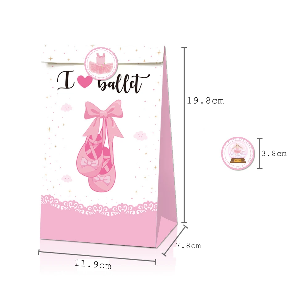 X12 Pretty Ballerina Girl Party Paper Gift Bag con adesivi X18 150G Quality Environmental Kraft Paper Gift Paper Packing