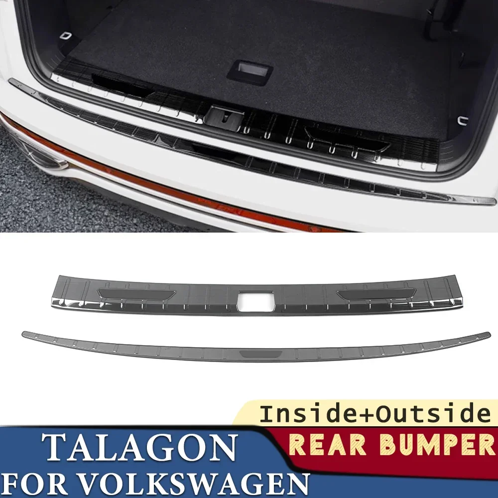 Trunk Bumper for Volkswagen Talagon 2021 2022 2023 2024 Car Accessories Stainless Rear Fender Protector Cover Stick Decoration