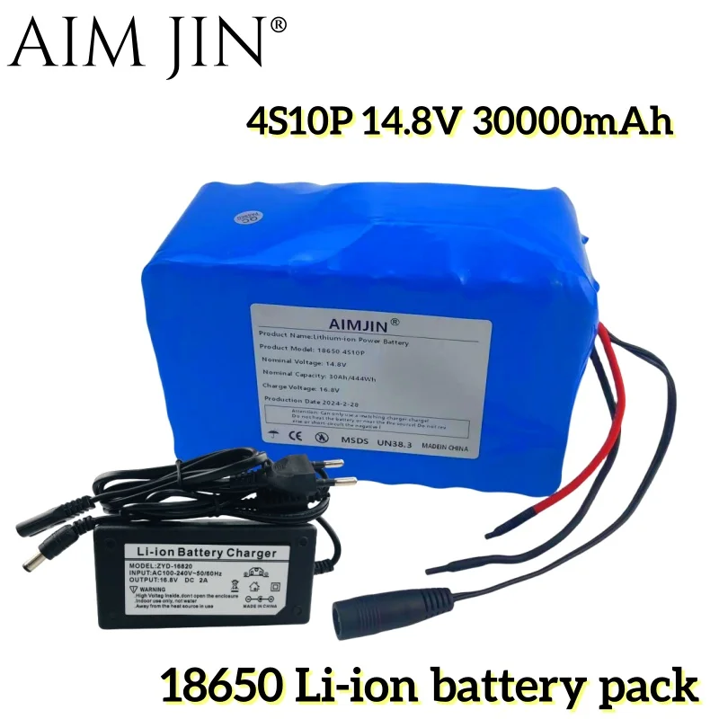 Aimjin 4S10P 16.8V 30Ah 14.8V ชุดแบตเตอรี่ลิเธียมพร้อม BMS สำหรับอินเวอร์เตอร์หุ่นยนต์อัจฉริยะอุปกรณ์พลังงานสูงเป็นต้น