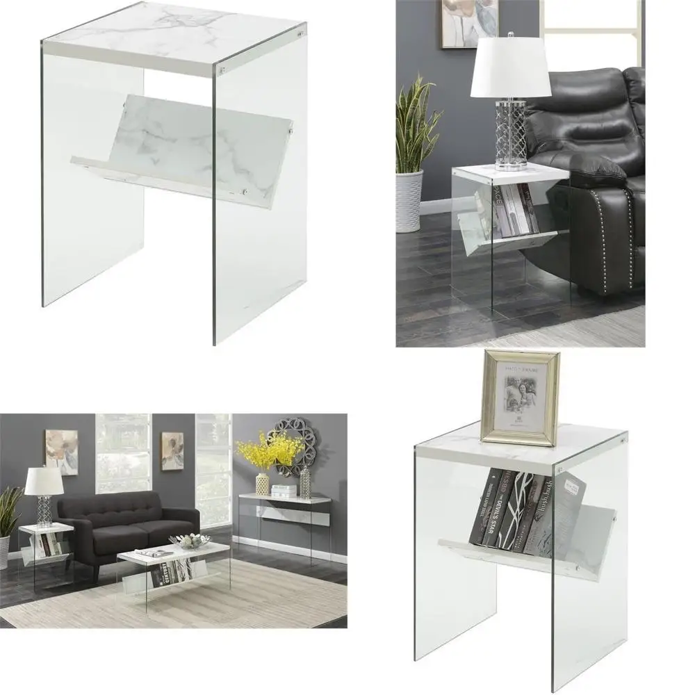 

Белый приставной столик SoHo с отделкой под мрамор, 15,75x16,5x23,75 дюймов