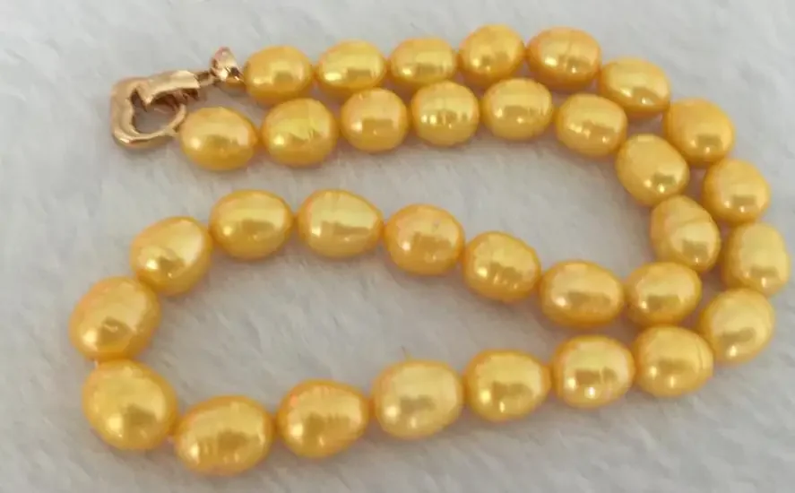 

huge10-11mm south sea baroque gold pearl necklace 18inch