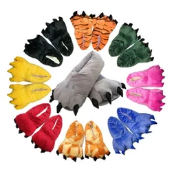 Winter Soft Warm Monster Dinosaur Paw Funny Slippers for Men Women Kids Parent-child Home House Slipper Shoes Room Cotton Shoes