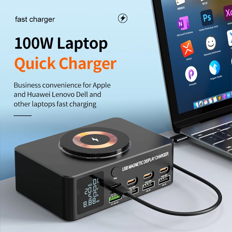 9 in1 Multiple Usb Type-C 140w  Phone Charger Wireless Fast Chargers for Iphone15 14 13 Pro Samsung Galaxy24 23