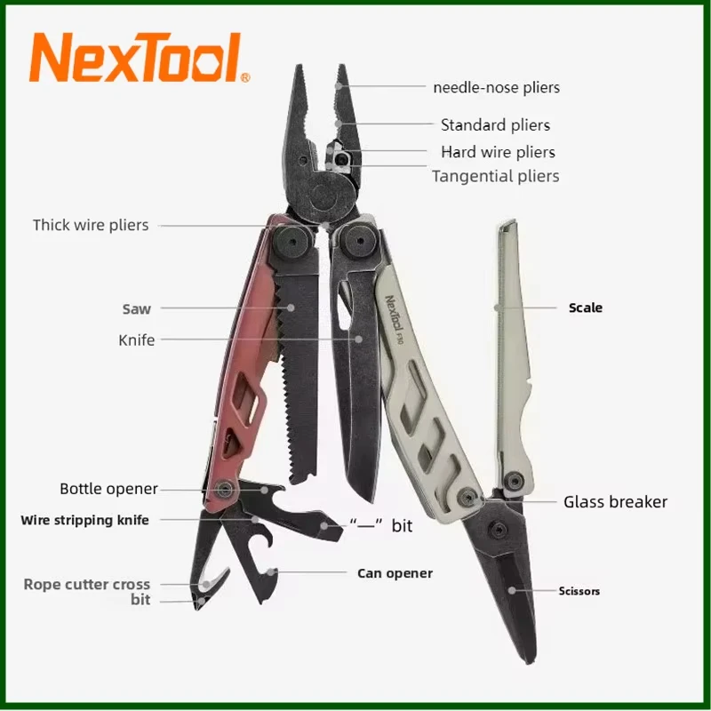Nextool Flagship Pro 16 in 1 Multitool with Kydex Sheath Folding Pliers Portable Pocket Multipurpose Knife Scissors Multi-tool