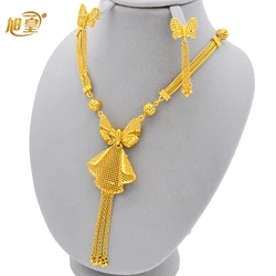 Dubai 24k Gold Color Butterfly Pendant Necklace Earrings Set for Girls  African Drop Earrings Jewelry Sets Bridal Wedding Gifts