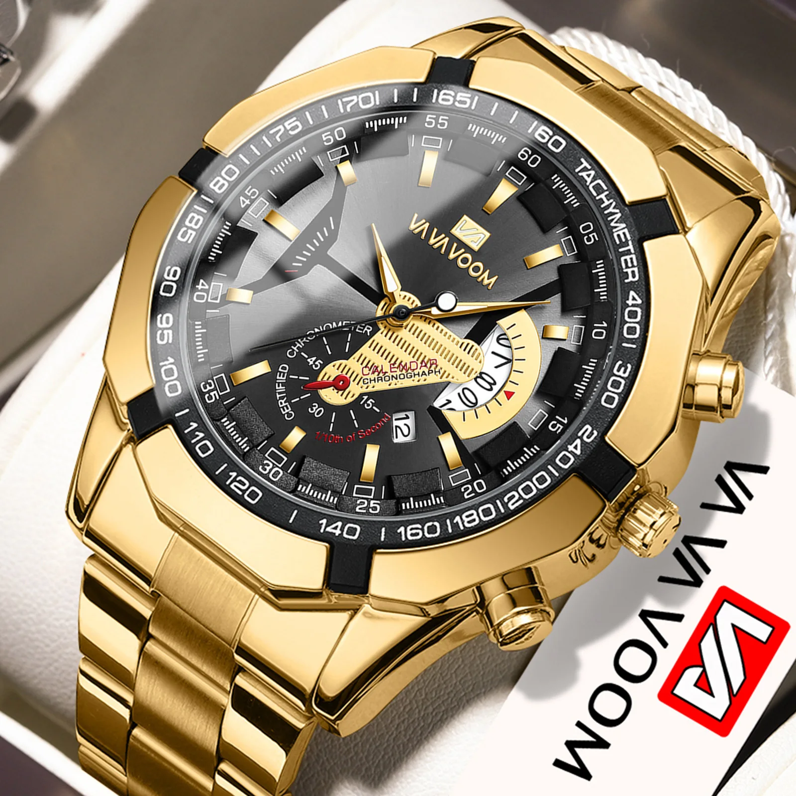 

Fashion Men Watch Black Stainless Steel Luxury Calendar Quartz Wrist Watch Mens Business Watches for Man Clock VA VA VOOM