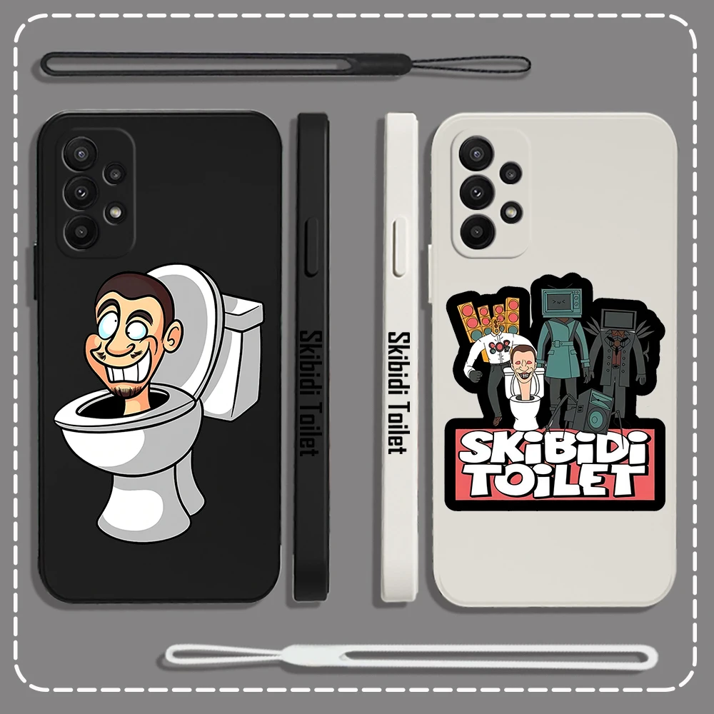 Cartoon Skibidi Toilet Phone Case for OPPO A54 A74 A57 A96 A76 A36 A95 A12 A15 A15S A16 A16K A9 A5 2020 4G Cover with Hand Strap