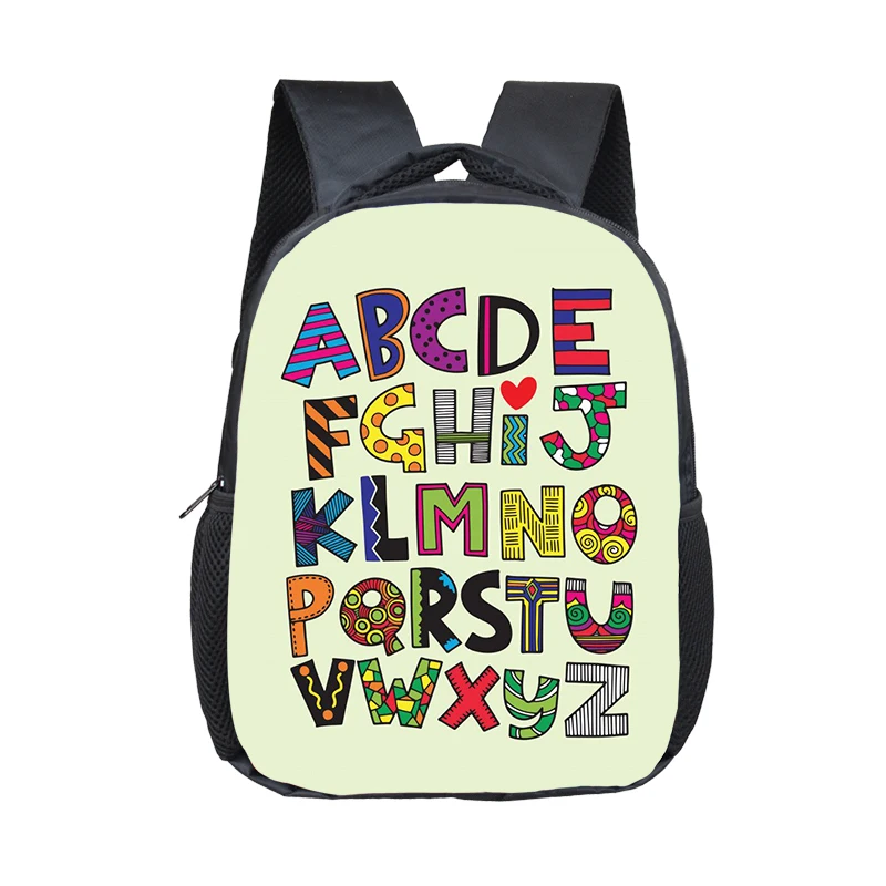 Mochila de Impressão Alfabeto para Crianças, Jardim de Infância Schoolbags, Baby Bag, Toddler Bookbags, 26 Letras, A-Z Letter, Presente, 2-4 Years Kids