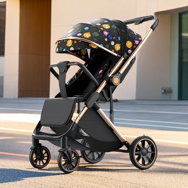 عربة أطفال Wisesonle خفيفة الوزن وقابلة للطي وعالية الرؤية وقدرة على دفع ثنائي الاتجاه يجب اقتناؤها للتنزه مع حديثي الولادة