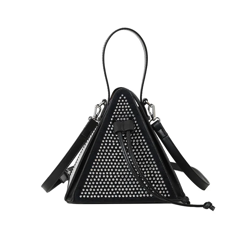 2024 new Evening Clutch Bag Triangular Pyramid Unique Niche DESIGN Woman Party Bags Vintage Fashion Purse Handbags Full Rivet