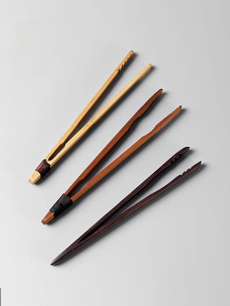 Xiji Bla Clip para Taza de Té de Bambú Carbonizado, Clip para Té Kung Fu, Accesorios para la Ceremonia del Té, Seis Caballeros