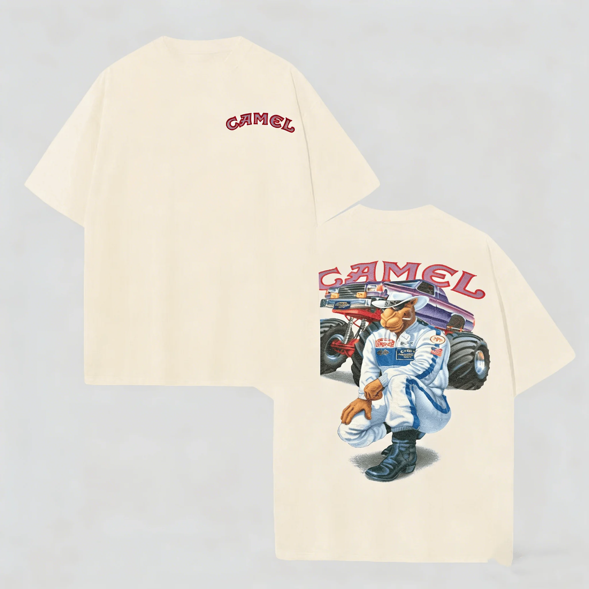 2026 Summer Vintage Camel Print T-shirt 2026 Summer Luxurious Casual Cotton T-shirt Street Wear Y2K Men's T-shirt Men's Clothing