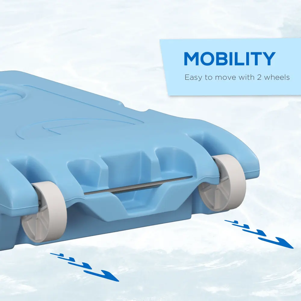 Soozier Basketballkorbständer am Pool, 36,5–48,5 Zoll, höhenverstellbar, tragbares Reifensystem, transparente, befüllbare Basis, ganze Familie, Blau