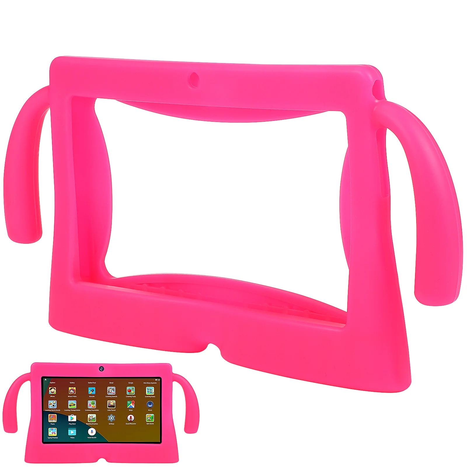

Tablet Case Silicone Covers Anti-fall Cartoon Sleeve with Handle Rosy Protective