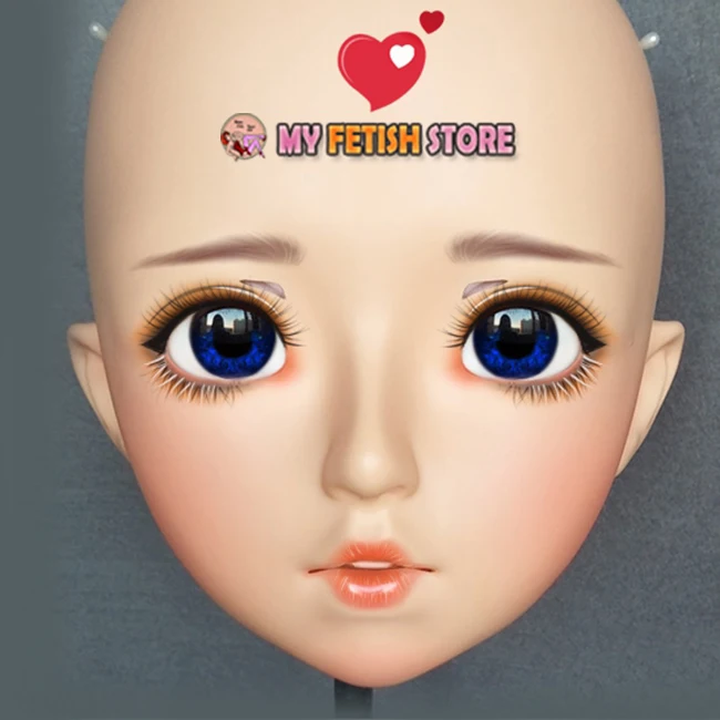(Zhu-04) Femmina Dolce Ragazza Resina Mezza Testa Kigurumi BJD Occhi Crossdress Cosplay Anime Giapponese Ruolo Lolita Maschera Con Occhi E Parrucca