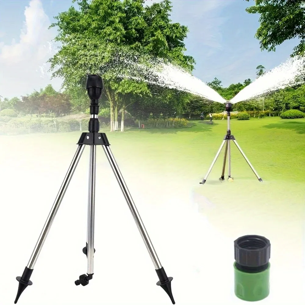 

1pc Rotating Tripod Sprinkler Automatic Rotating Irrigation Watering Sprinklers with 360° Large Area Coverage