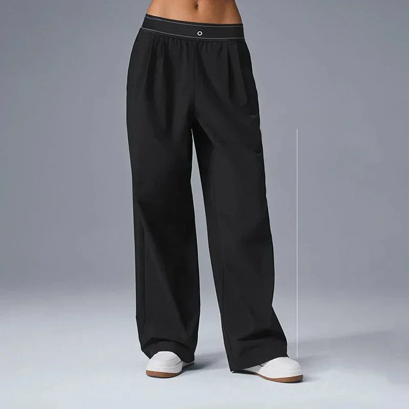

Elastic Waist Yoga Wide Leg Pants Loose Soft Fashion Blue Black Sports Workout Trousers Women Casual Suit Wide Leg Pants