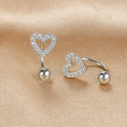 2PCS Stainless Steel Cz Crystal Hoop Earring Helix Tragus Cartilage Heart-shape Earring Rook Lobe Ear Piercing Jewelry Gifts