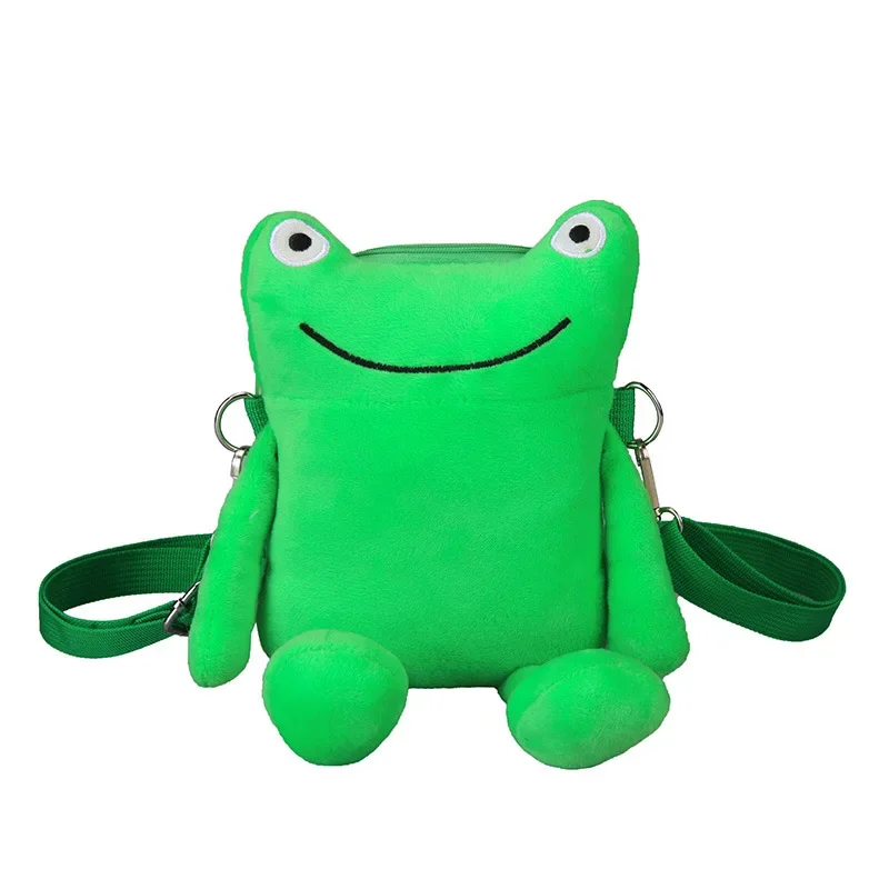 Frog Bag Women Personality Shoulder Messenger Bag Funny Cute Cartoon Green Plush Bag