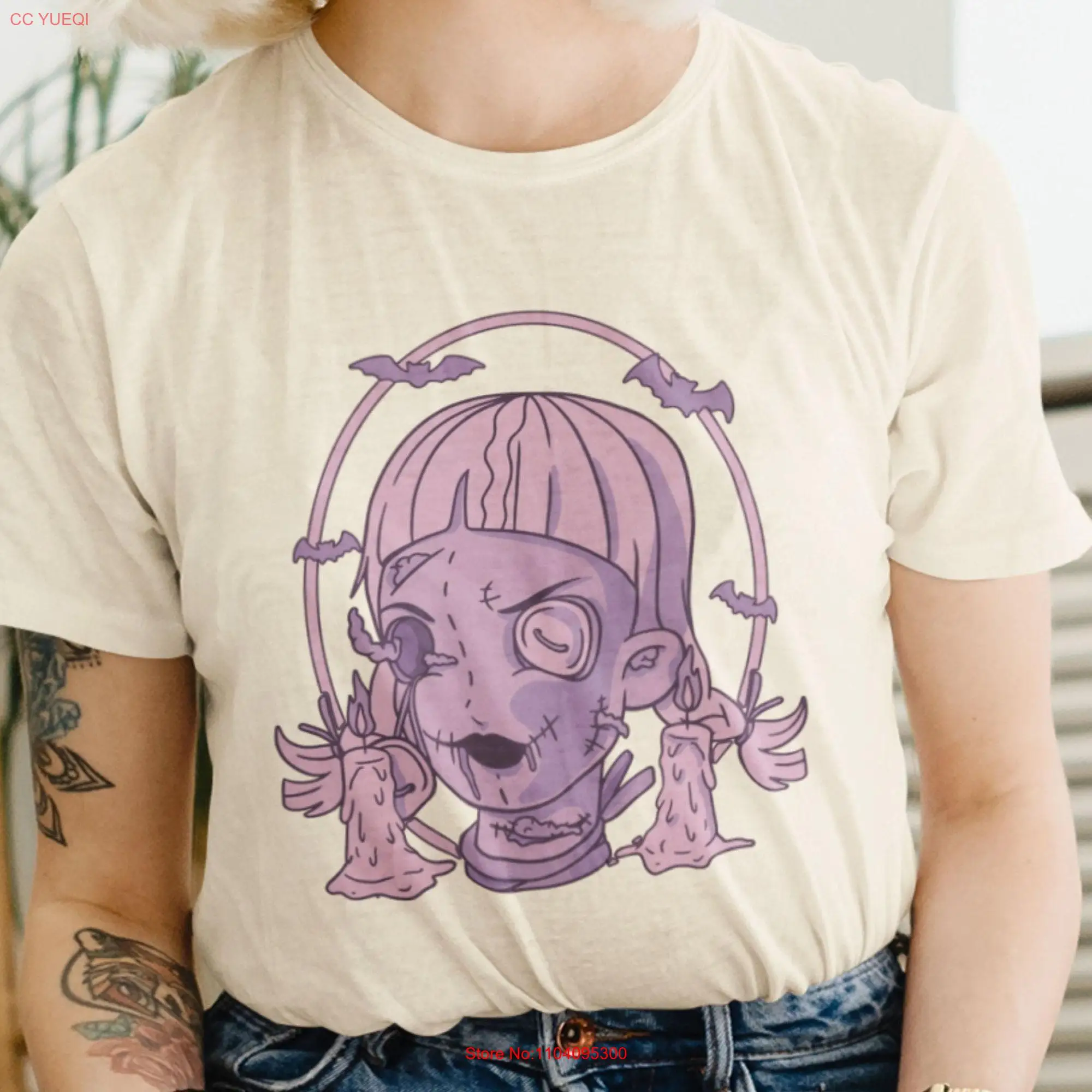 Creepy Cute Doll T Shirt Pink Pastel Goth Clothing Menhera Halloween Gothic Kawaii Summer Clothes Yume Fashion