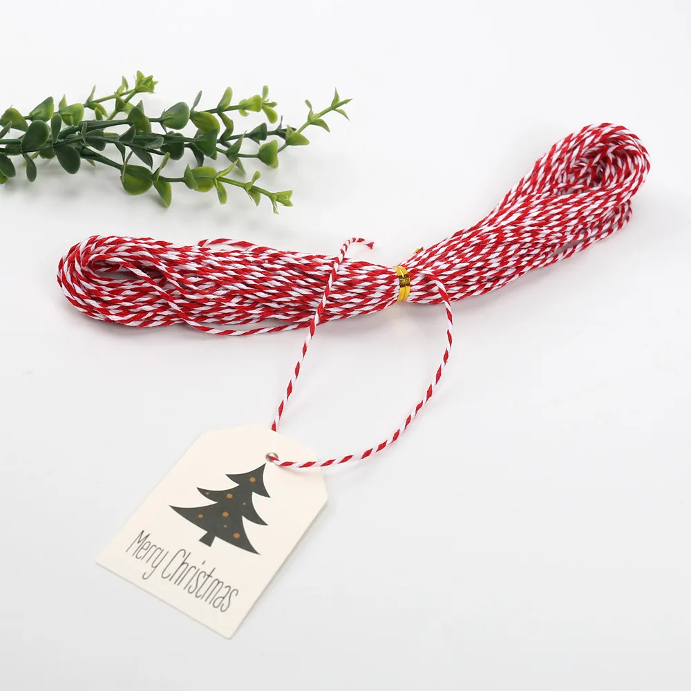 10-20m Jute Rope Cotton Strings Red White Twisted Cords Gift Bags Boxes Wrap Ribbon Wedding Birthday Christmas Party Supplies