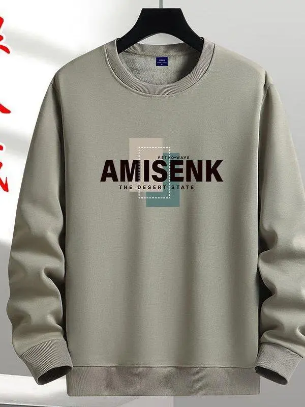 

Мужская зимняя утепленная толстовка с круглым вырезом и длинным рукавом, больших размеров, свободная верхняя одежда, мягкая, удобная, спортивная.