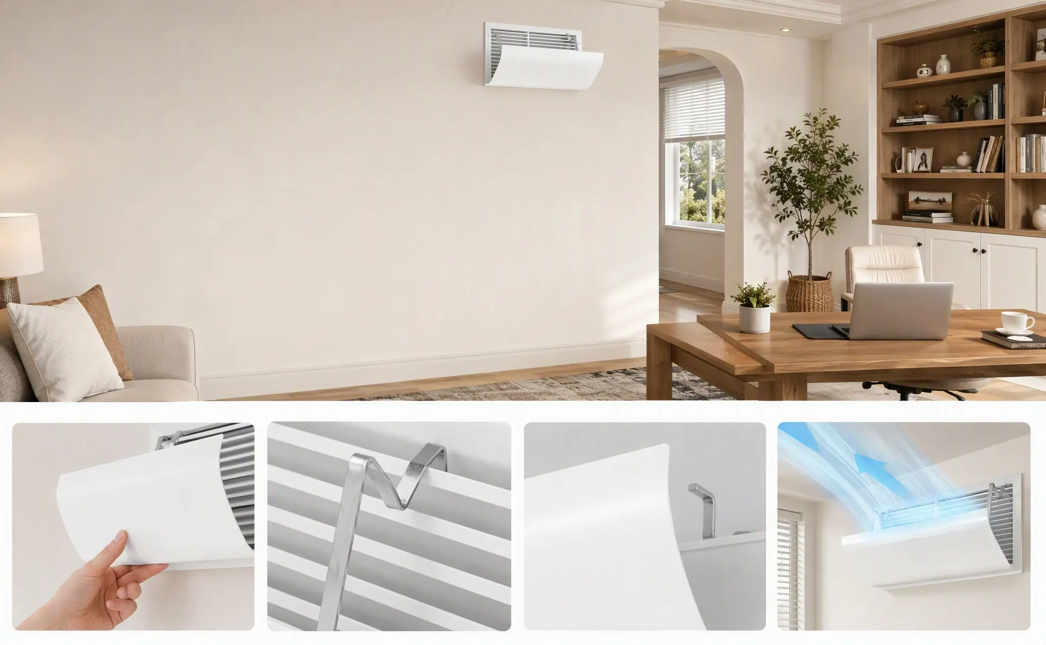 40Cm Air Vent Deflector for Ceiling and Wall Mounted Ac Units Heavy Duty Plastic Construction Prevents Direct Airflow