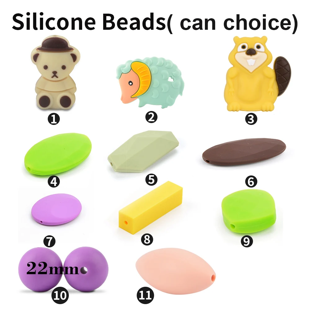 LOFCA 10pcs Silicone Pacifier Beads Baby Teething Toys Chewable Newborn Nursing Teether Beads Teething Necklace Accessories