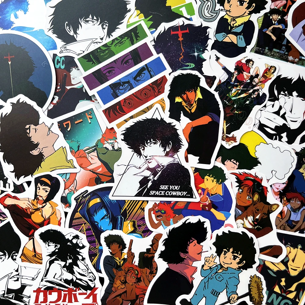 10/50Pcs Anime Blue Cowboy Bebop Pvc Game Stickers For DIY Cool Gift Decal Kid Toys Phone Luggage Laptop Motorcycle Guiter