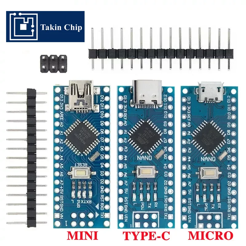 (2pcs) Nano V3.0 Development Board, Atmega328P Learning Board, USB to TTL Type-C/Mini Connector