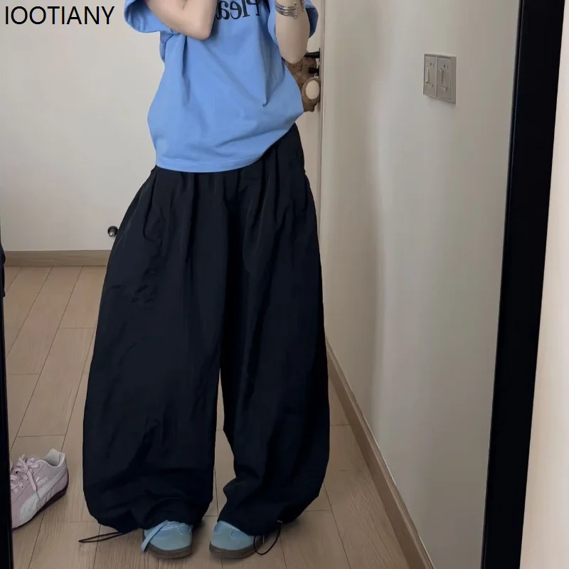 Gary Women's Overalls Wide Leg Stretch High Waist Solid Color Korean Style Fashion Loose Pants Grunge Rock Street Casual Cloth