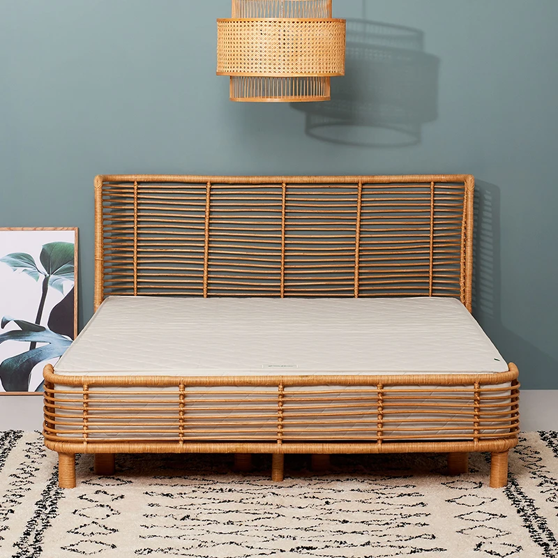 

Apartment furniture real vine 1.5m double bed Nordic handmade rattan art B & B hotel furniture creative and simple