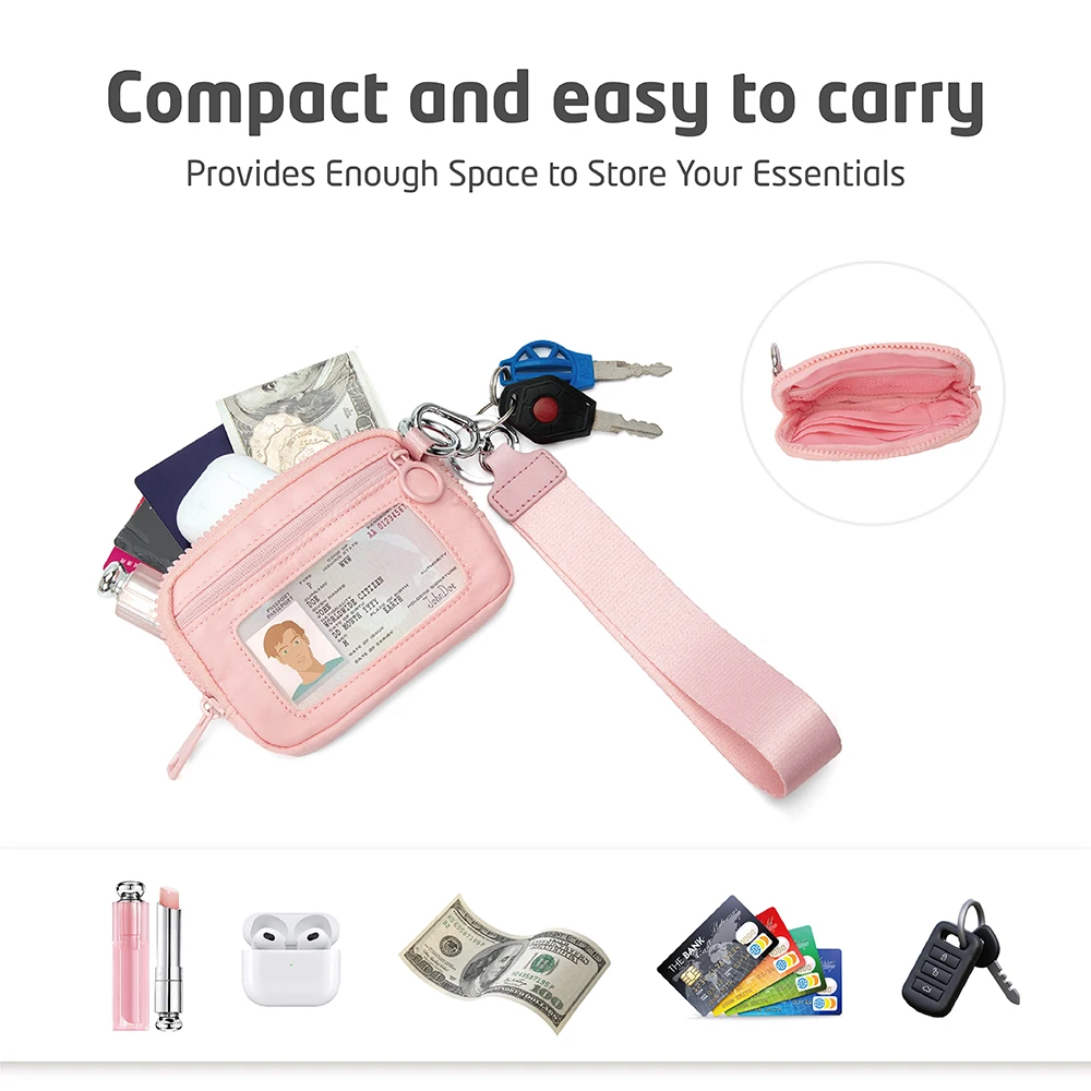 حقيبة تخزين حامل البطاقات النسائية متعددة الوظائف ومحفظة النقود المعدنية المرتبطة بمشبك محمول قصير مع حقيبة يد بسحاب ذات قيمة عالية