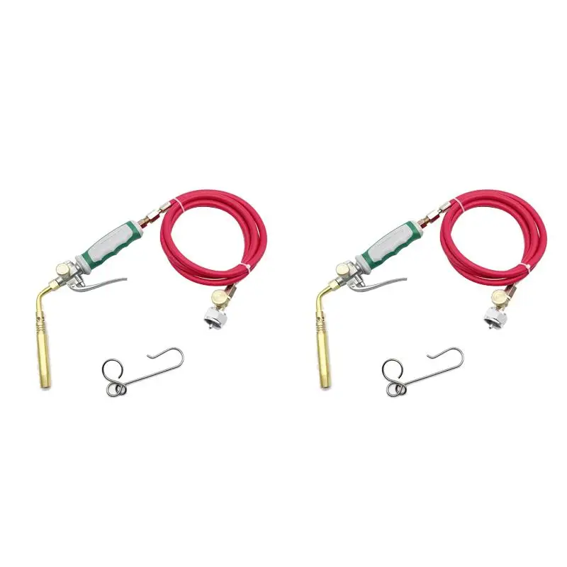 2PackX(Professional Dual Switch Torch Brazing Torch of Propane Gas 1.6M Hose Ignition Gas Flame Soldering Tool for BBQ Heating)