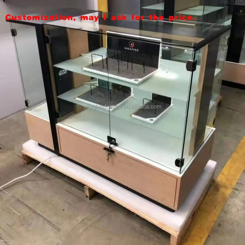 

custom.Supermarket LED Retail Display Stand Metal Glass Cosmetic Grocery Vitrience Rack Acrylic Convenience Store Showcase Shelf