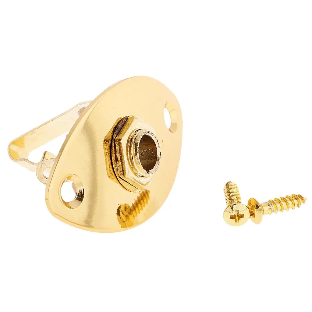 2 Pieces Output Input Plug Socket With Screws for Electric Guitar Golden
