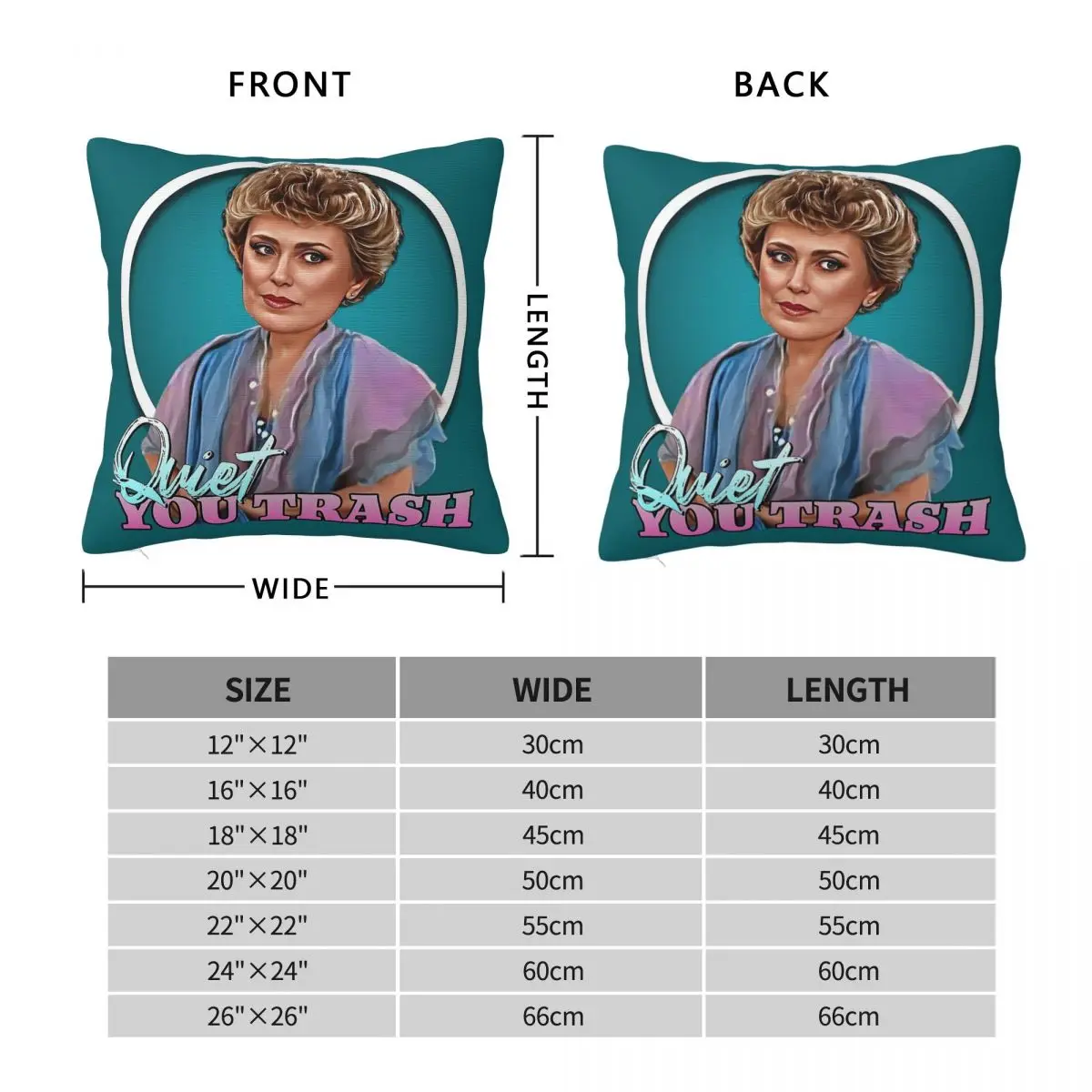 Golden Girls Blanche Quiet You Trash Square Pillowcase Polyester Linen Velvet Pattern Decorative Pillow Case Home Cover 45x45