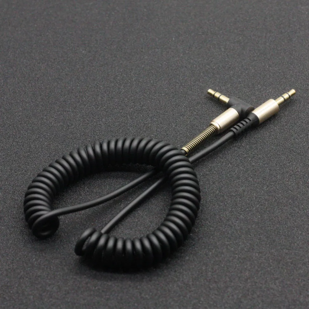 New Spiral Durable Strong 3.5mm Jack To Jack Audio Headphone High Quality Optional Color Aux Coiled Auxiliary Cable