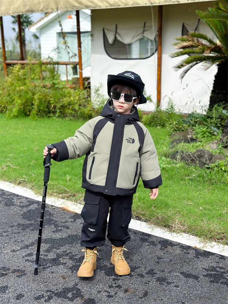 

Trendy Thiened Winter Cotton Jaet for Boys Sli Warm Children's Clothing Winter Outfit Polyester Filling Hooded Zipper...