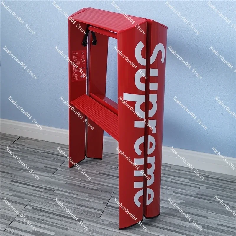 Suitable for red dot design two-step zigzag ladder folding ladder household aluminum alloy