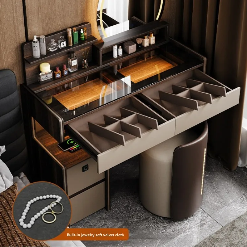 high-end multifunctional dressing table with mirror fingerprint lock makeup vanity Italian luxury coiffeuse de chambre furniture