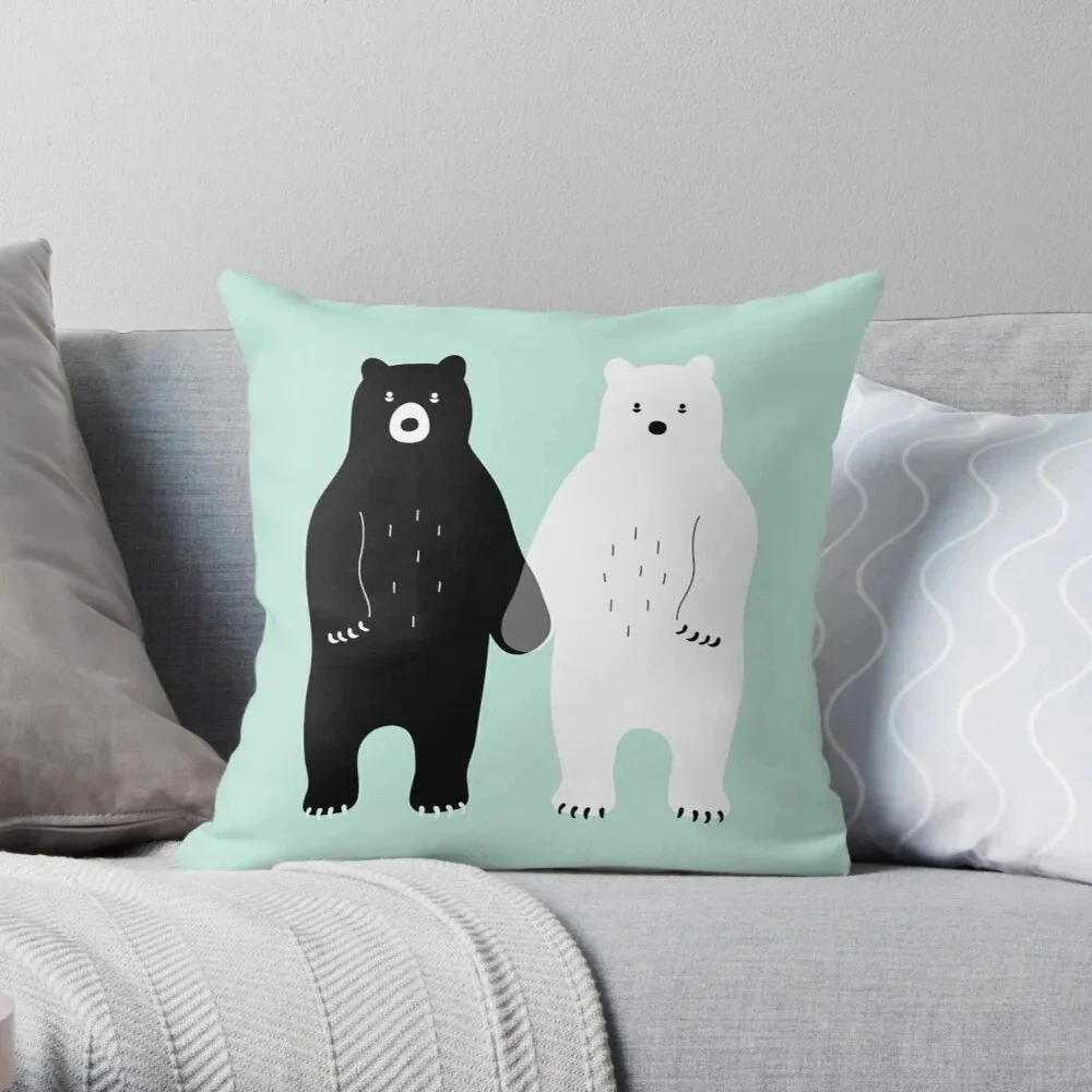 

Декоративная наволочка для офиса с мультяшным принтом: пингвин, полярный медведь. Квадратная декоративная наволочка для дома.