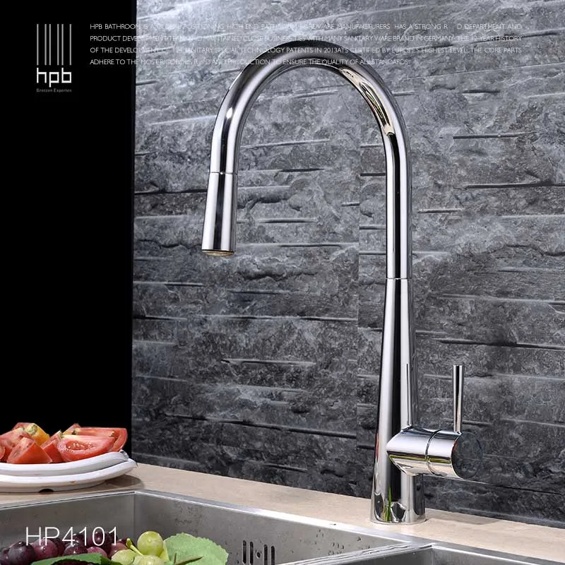 

Brass Pull Out Kitchen Faucet Bathroom Sink Basin Mixer Taps Deck Mount Cold Hot Swivel Spout Chrome