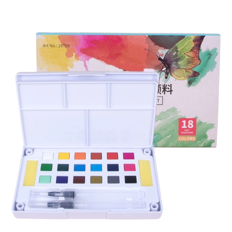 

12/18/24/36/48 Colors Water Color Kits Solid Watercolor Paint Set with Brushes