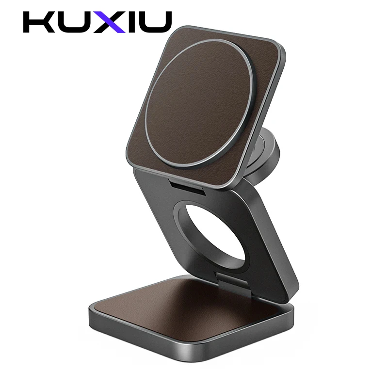 

KUXIU 3-In-1 Foldable Magnetic Wireless Charging Station for iPhone 15/14/13/12 Series, Apple Watch Ultra/9/8/7, AirPods 3/2/Pro