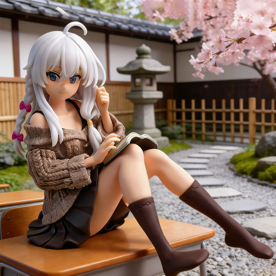

10CM The Journey of Elaina Anime Figure Knit Dress Witch Elaina Action Figure PVC Collection Model Doll Toys