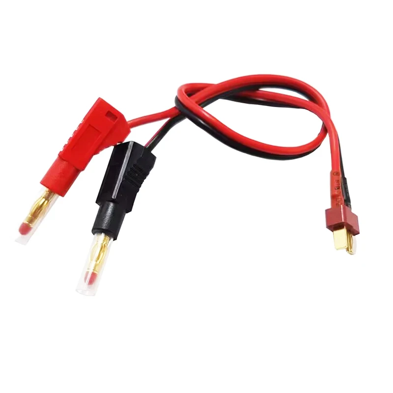 Deans Style T Plug Male RC  Charge Cable Wire Lead to 4.0mm Gold Plated Stackable Shielded Banana Plug Connector 14AWG 30cm